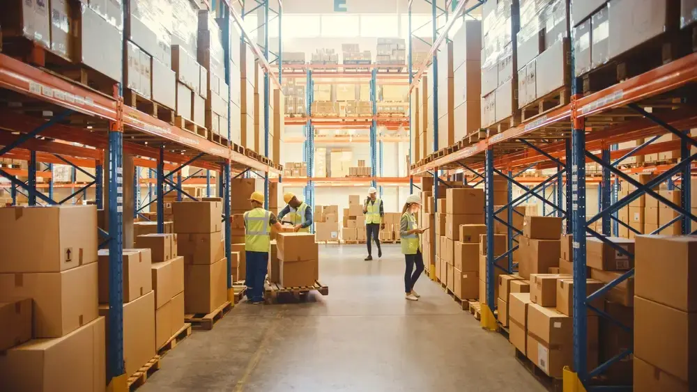 Shows warehouse employees managing their stocks, including ordering their products through various methods.