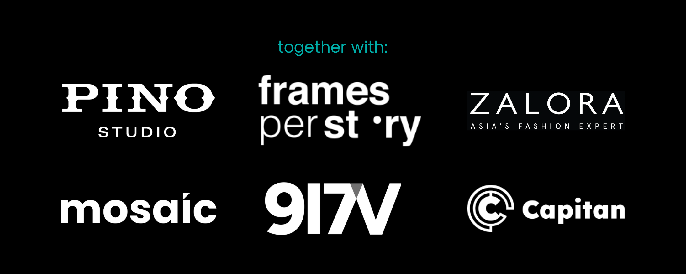 Features RUSH's program partners: PINO Studio, Frames Per Story, ZALORA, Mosaic, 917Ventures, and Capitan.